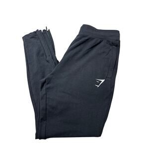Gymshark Mens M Black Logo Stretchy Comfy Ankle Zip Athletic Pants